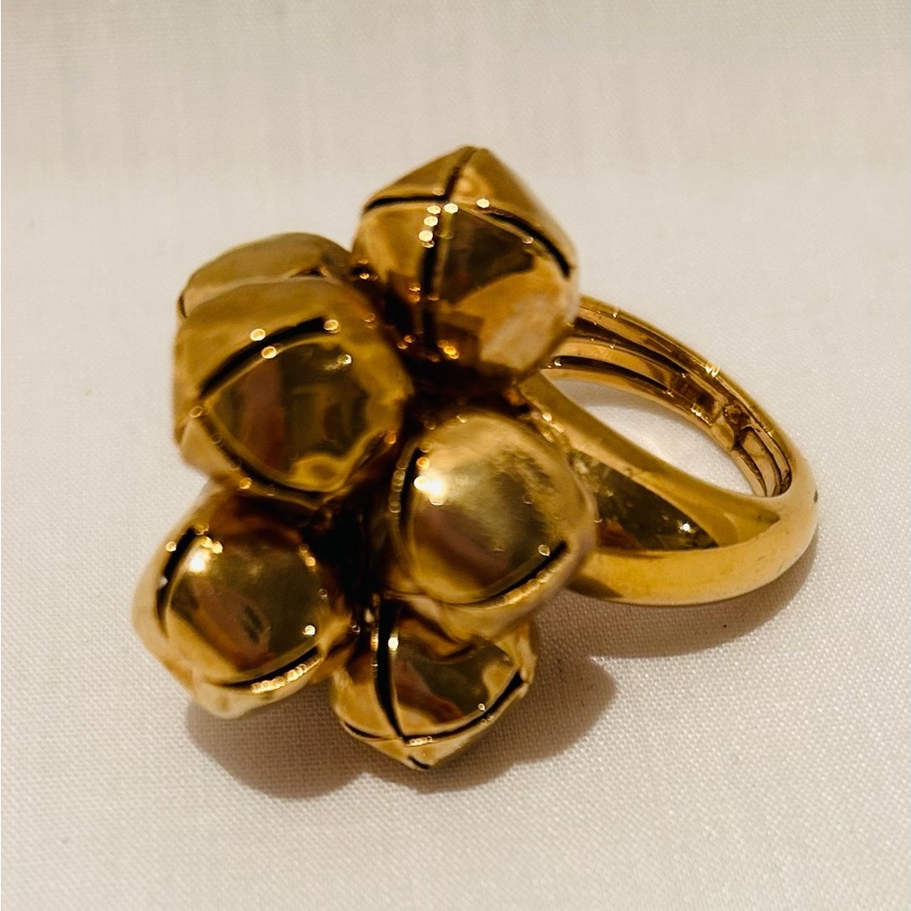 Kate Spade Gold Jingle Bell Ring Christmas Adjustable sizes 5-8